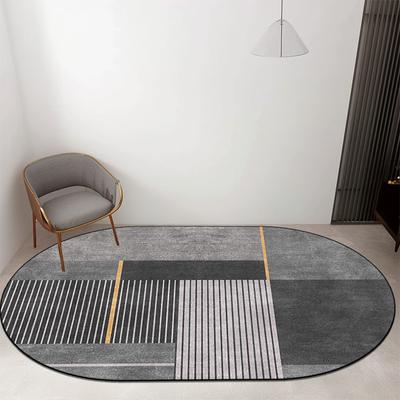 Mūsdienīgs viegls luksusa ovāls paklājs viesistabai ģeometriskai dekorācijai, viegli tīrāmi paklāji, guļamistabas dīvāna zona, neslīdošs paklājiņš, pielāgojams