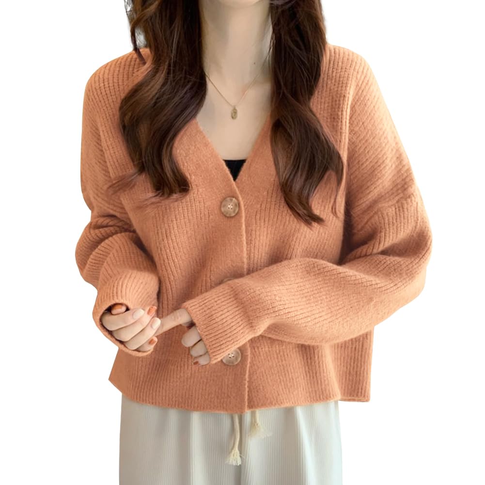 Sueeya Knit Cardigan Bolero Ribbed Long Solid Casual Top for Everyday Winter Women's Sweater, V-Neck, Sleeve, Color, Slimming, Elegant, Cute, Simple,