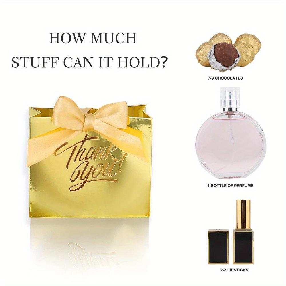 15pcs Small Luxury Golden Mini Gift Bags Paper Treat Boxes with Golden Bow Ribbon Bags for Wedding Favors Birthday Decorations Packaging