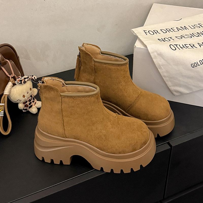 European Station Martin Boots Women's 2025 Autumn New Casual Retro Thick-soled Big Head Short Boots Short Locomotive Rhubarb Boots