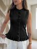 Women's Sleeveless Sweater Vest Ruffle Button Down Knit Tank Top