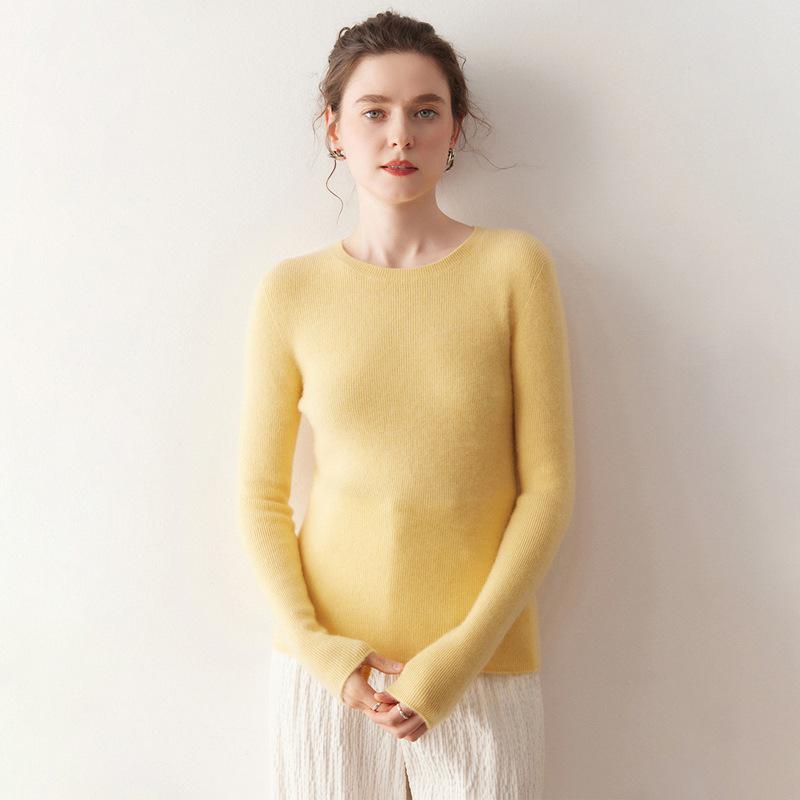 2025 Women's Seamless Cashmere Slim Fit Sweater - Autumn/Winter Knit, Skin-Friendly Round Neck