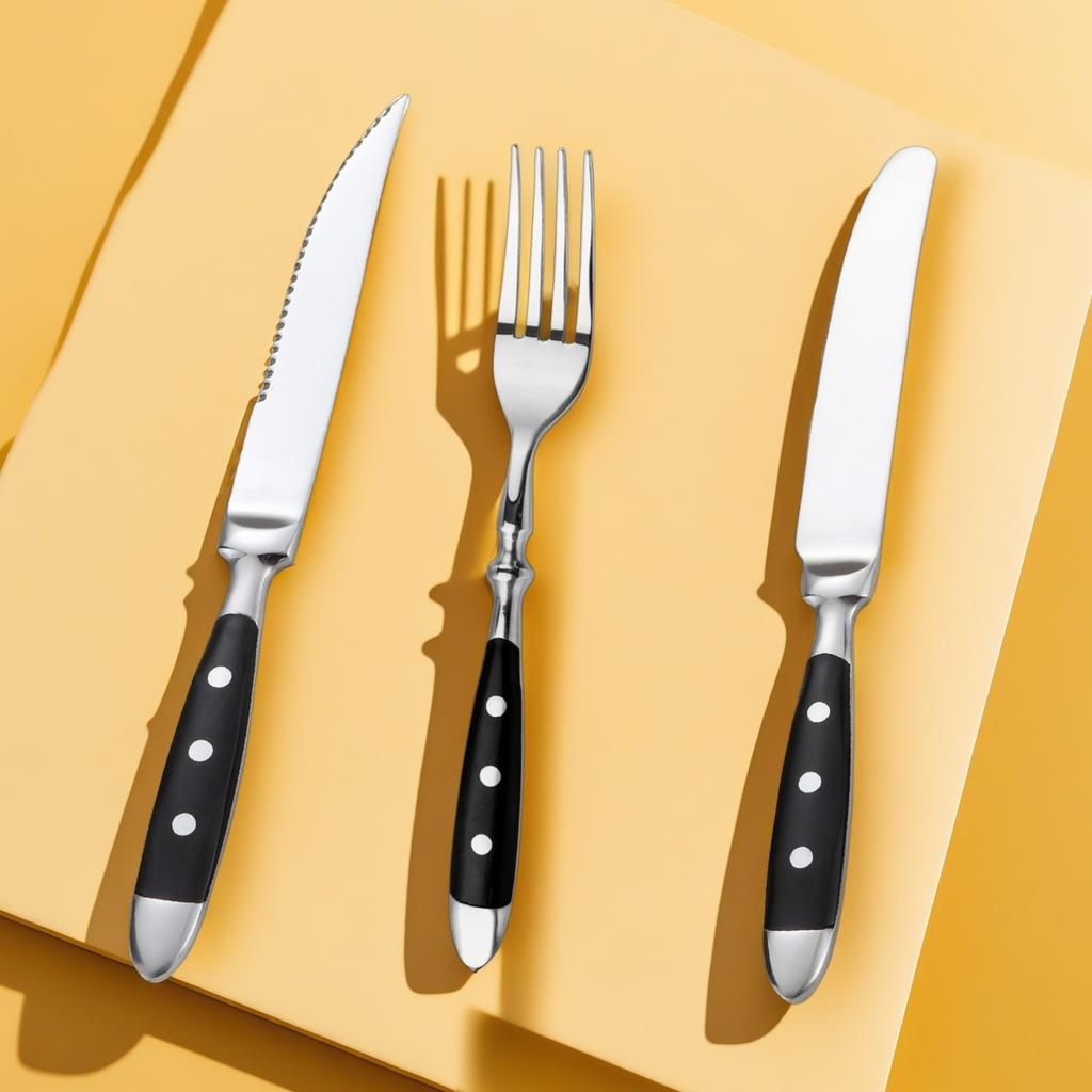 Hotelowy nóż stołowy ze stali nierdzewnej widelec łyżka zestaw łyżeczka widelec nóż do steków sztućce zestaw do serwowania restauracji czarny drewniany uchwyt