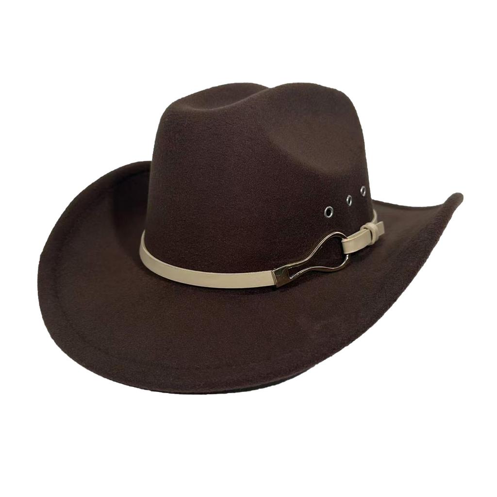 Popular Western Cowboy Hat Men And Women Versatile Jazz Hat Retro Felt Hat European And American Warped Top Hat