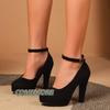 Décolleté Nere con Tacco Super Alto da Donna con Cinturino alla Caviglia e Tacco a Stiletto con Plateau Scarpe da Ufficio da Donna Sexy con Punta Rotonda Scarpe da Festa con Tacco Alto