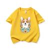 Welsh Corgi Surrounded Colorful Blooms Graphic Tee Kids 100 Cotton Crew Neck T Shirt Cute Puppy Print Short Sleeve Stylish Top