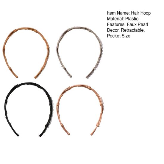 4-teilige Haarreifen, einziehbare Taschen-Stirnbänder, rutschfeste Teleskop-Haarreifen, leicht zu tragende, faltbare Stirnbänder, Haar-Accessoires