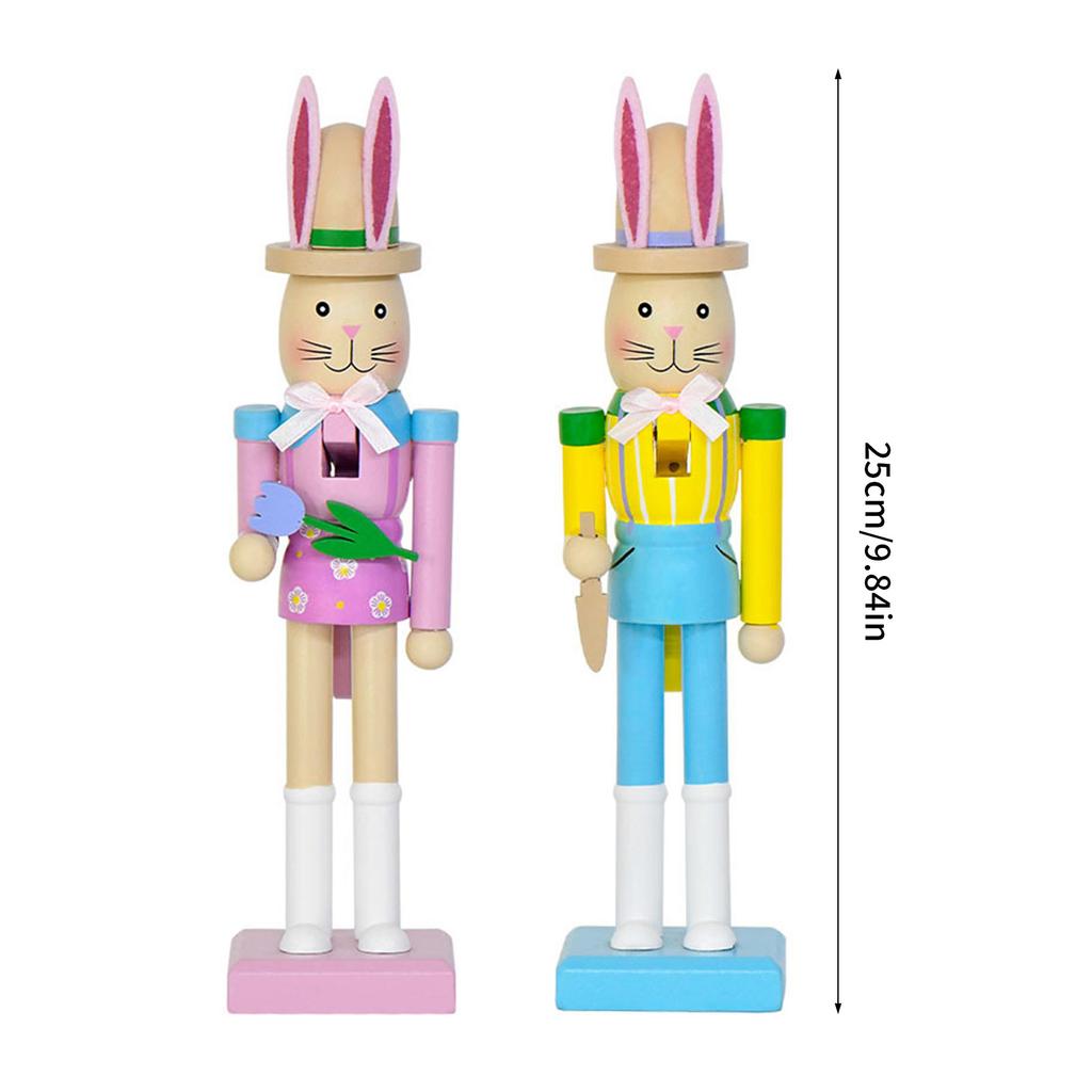 Wooden Easter Rabbit Nuts Figurine Ornament Festival Decoration for Tabletop Display and Holiday Party Decorations