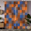 2pc Abstract Geometric Curtain Panels for Living Room Modern Blue Orange Pixel Print Window Curtains Home Decor