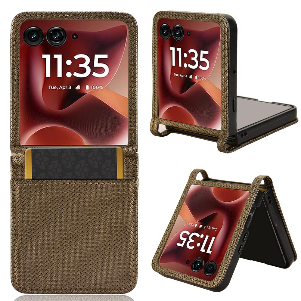 

Чохол-книжка для Motorola Razr 60 Ultra Шкіряний чохол [Шкіра вінтажний фліп] Гаманець Протиударний Міцний Ретро чохол для телефону Motorola Razr 60 Ultra коричневий