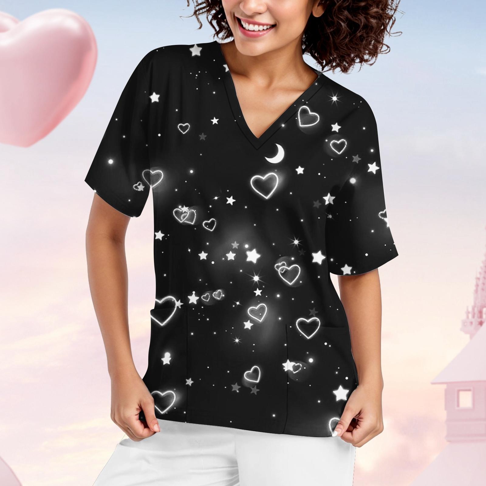 

20254 Топы-халаты для женщин с коротким рукавом, мультяшная спа-униформа, медицинская униформа, униформа для медсестер, зоомагазина, туника с V-образным вырезом и карманами 2XL