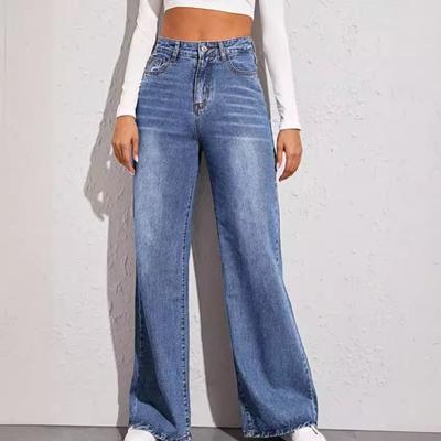 Slouchy Jeans Women High Waist Blue Jeans for Women Washed Zipper Fly Ankle Length Denim Pants Straight Leg Ladies Casual Jeans