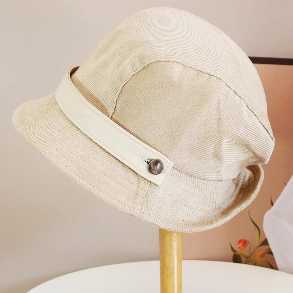 2025 new autumn and winter corduroy fisherman hat for women warm ear protection and face-protecting small versatile casual and f