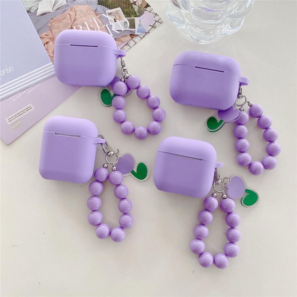 Purple Tulip Silicone Applicable Apple AirPods 1 Bluetooth Headset Case Pro1 Headphone Case 1st Generation Soft
