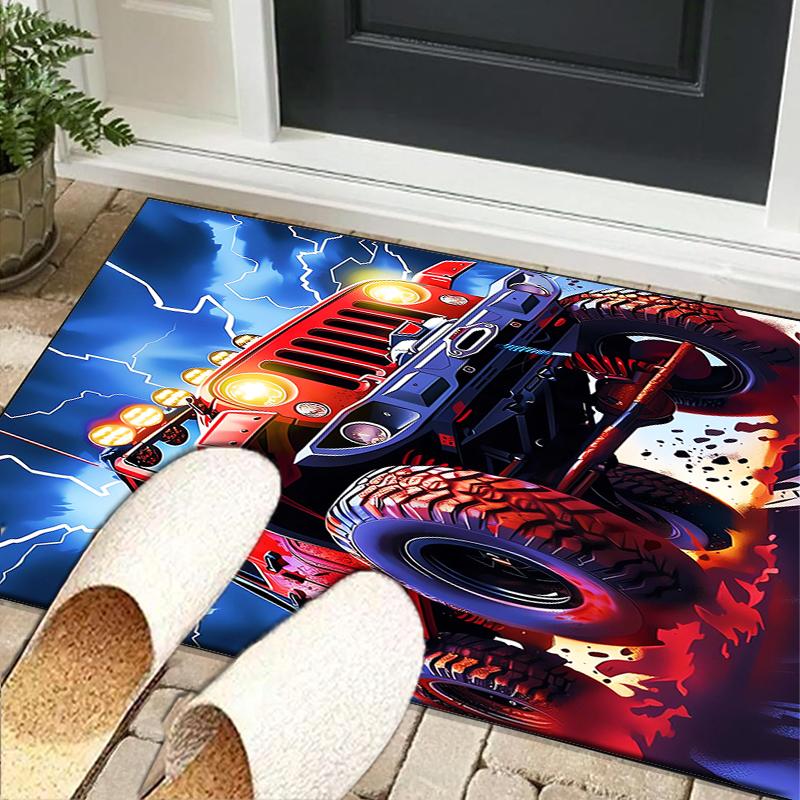 Nighttime Truck Drive Office Rug Chair Mat, Game Carpet, Suitable for Front Door, Bedroom, Living Room, Desk, Holiday Gift