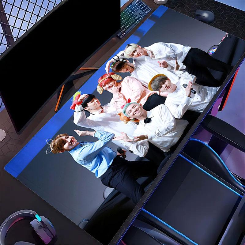 BTS Mouse Pad, Large Gaming Desk Mat, Non-slip XXL Mousepad for Laptop & Tablet, Mini PC Playmat with Stitched Edges