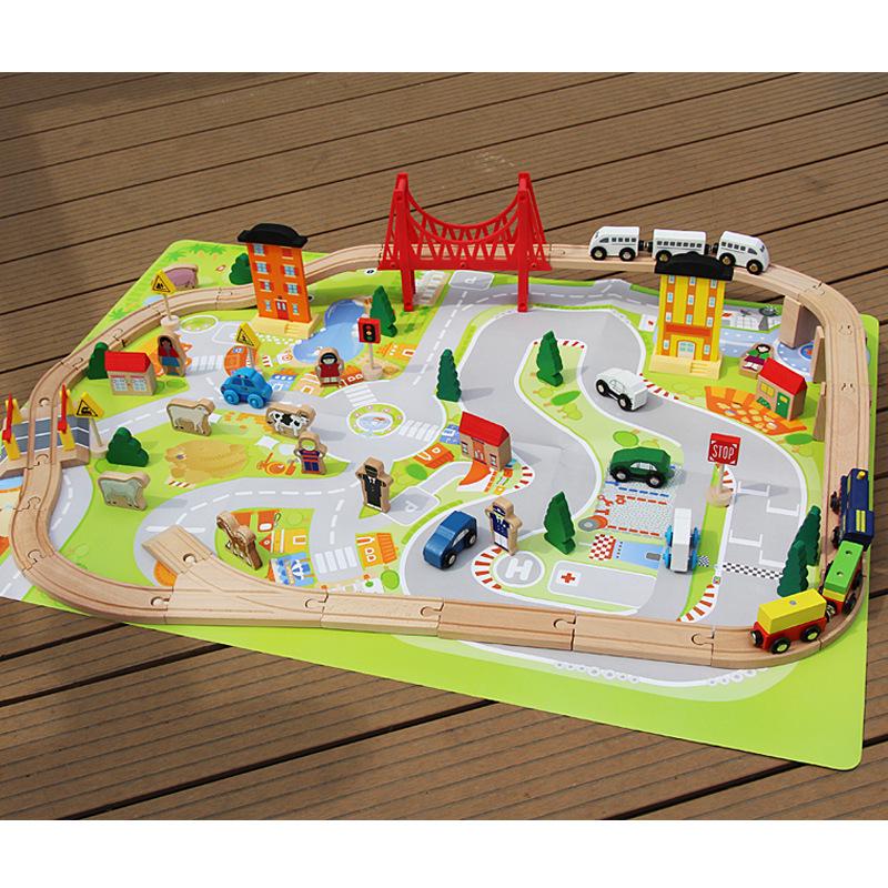 Children's Wooden Thomas Small Train Railcar Traffic Mine Set Educational Baby Early Education Toys