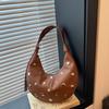 Premium Rivet Crescent Bag for Women Retro Casual Shoulder Bag Large Capacity Commute Underarm Bag