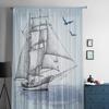 Boat Drawing Tulle Sheer Curtains for Living Room Decoration Curtain for the Room Bedroom Kitchen Voile Organza Curtains
