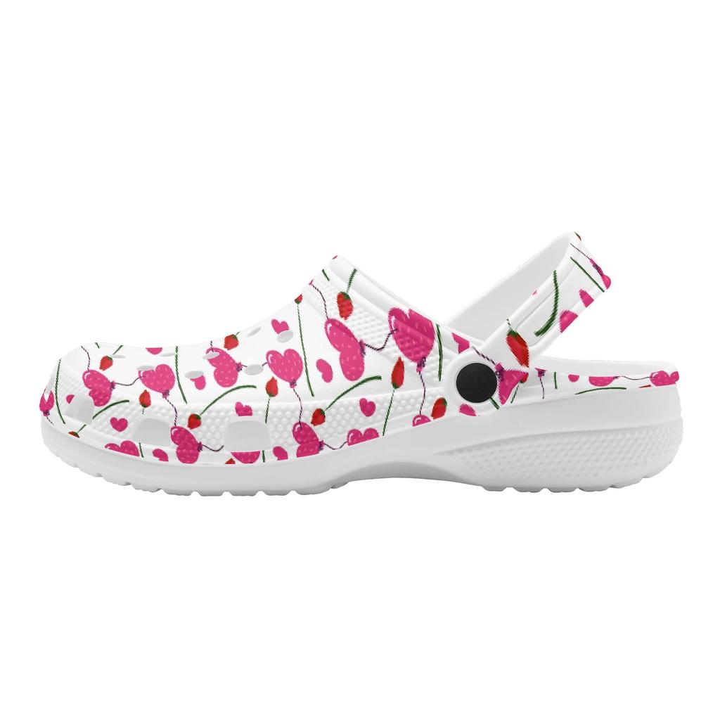 White Printed EVA Clogs Adult Unisex Easy Wear Breathable Slip On Casual Shoes Soft Sole Summer Sandals Lightweight Daily Wear