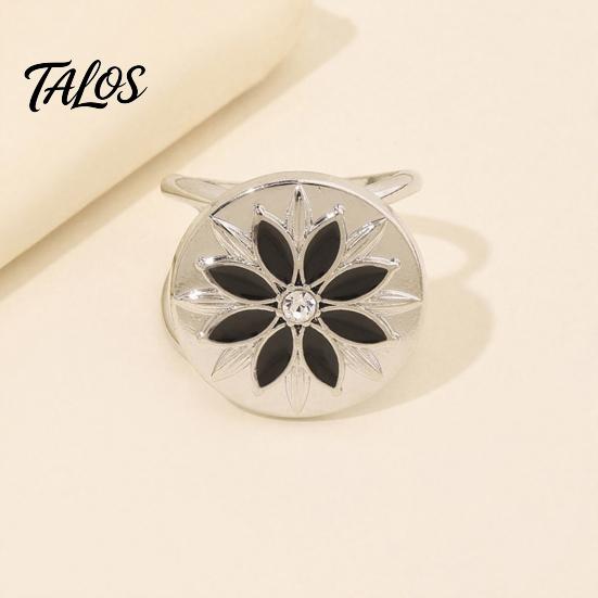 Fashion Scarf Jewelry Retro Flower Ring, Elegant Rhinestone Clip, Accessory Decorative Holder Slide for Women Neckerchiefs Shirts Shawls Clip