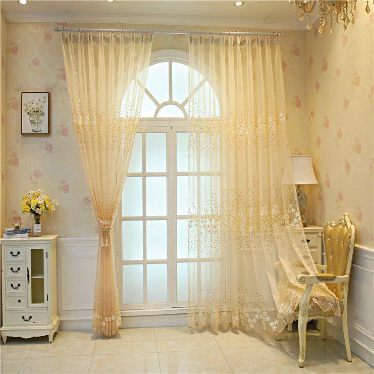 1 buc Cortină Transparentă Europeană cu Flori Embosate Pentru Camera de Zi Broderie 3D Cortină de Tul Transparentă Pentru Dormitor Birou Living Sufragerie Dormitor