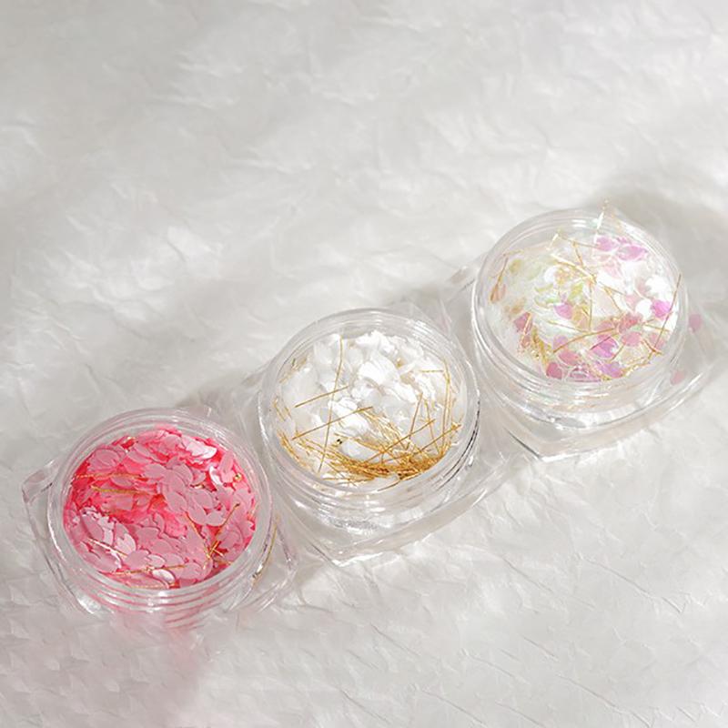 1Jar Cute Sakura Petals Sequins For Nail Colorful Floral Leaves Mixed Nail Art Glitter Beads Nail Art 3D Flakes