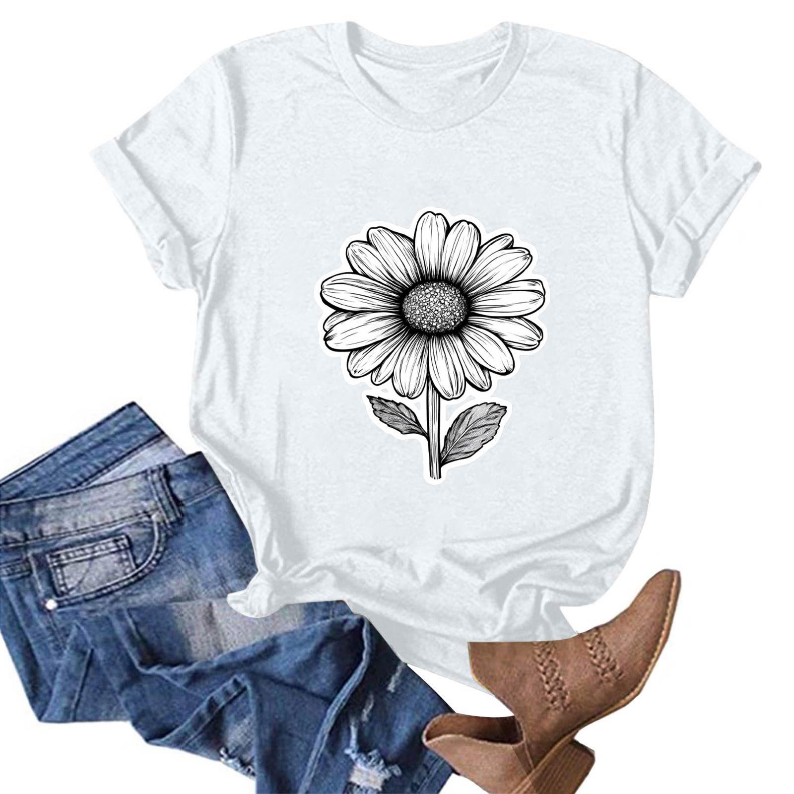 

Жіночий модний повсякденний пуловер з принтом і круглим вирізом, футболка з короткими рукавами XL білий