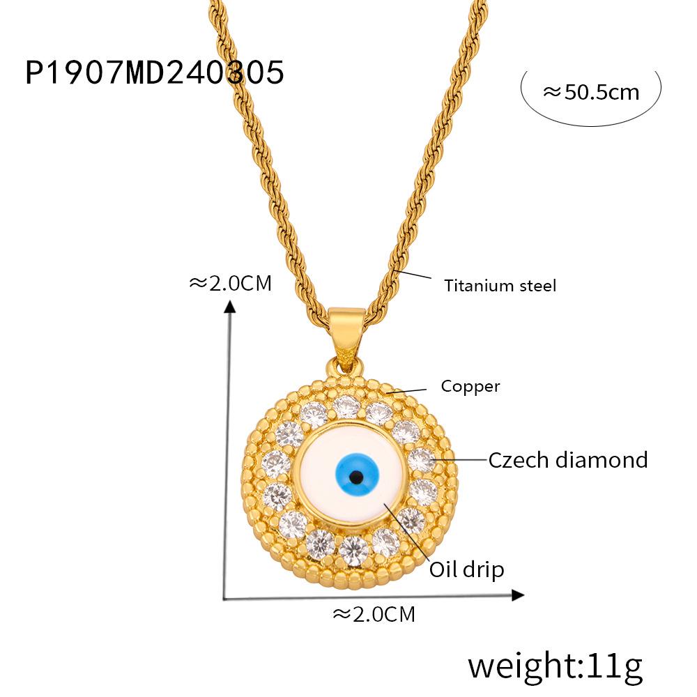 Gold-Plated Titanium Steel Geometric Evil Eye Pendant Necklace