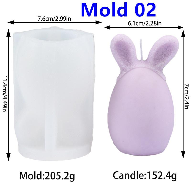 Easter Bunny Egg Silicone Candle Mold DIY Cute Spring Easter Egg With Bowknot Rabbit Ear Sculpture Candle Soap Decoration Party