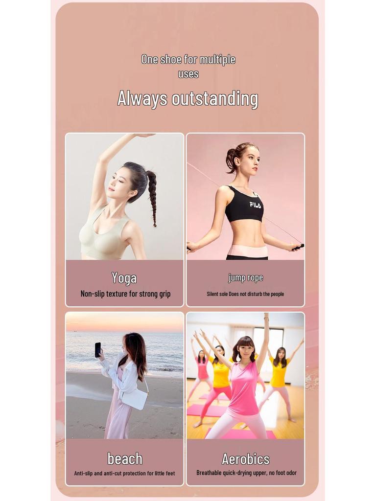 Leises Indoor-Laufband & Yoga-Schuh-Set: Sportschuhe mit weicher Sohle für Herren, Damen und Mädchen mit Trainings-Springseil