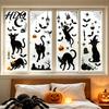 No Residue Holiday Decorations 6 Sheets/Set Black Cat Window Stickers Adhesive Free Static Clings Dark Atmosphere Graphics Halloween Bat Pumpkin