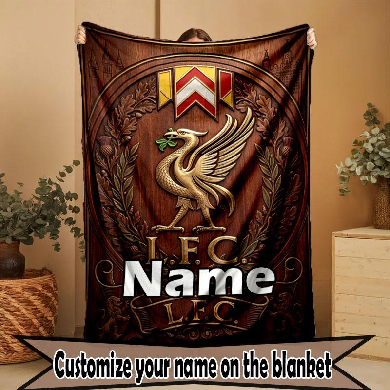 Custom Name Personalized Liverpool Football Club Print Blanket, Home Decor, Bedroom, Sofa, Camping, Couch, Gifts for Birthday Christmas