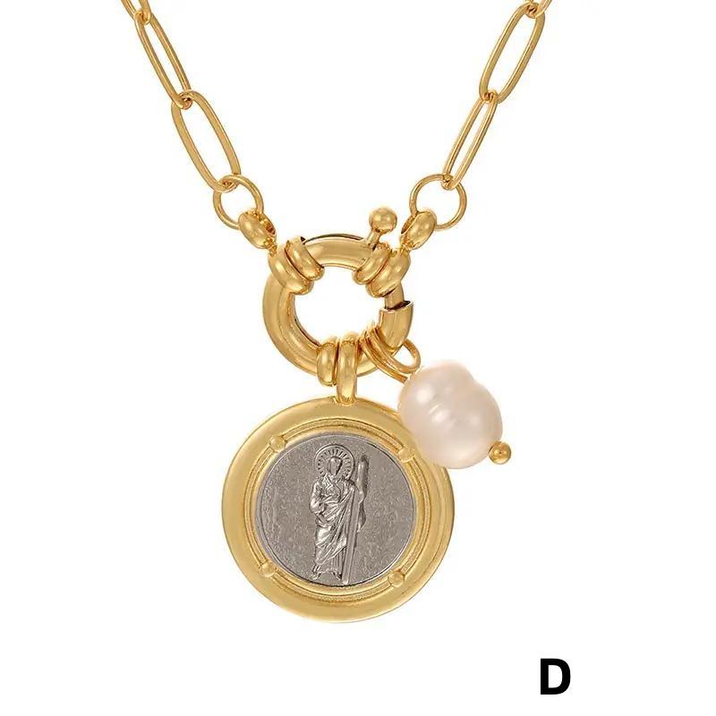 Gold Silver Plated Jesus Mary Pendant Necklace for Women Pearl Choker Religious Necklace Dainty Choker Jewelry