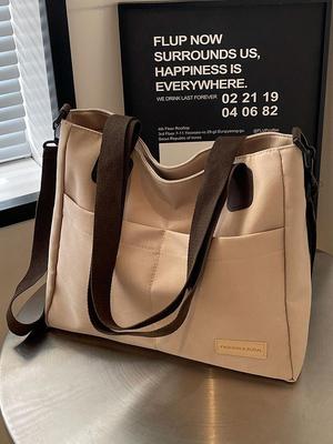 Women's Large Capacity Canvas Tote Bag - 2025 Summer Crossbody for Students & Commuting