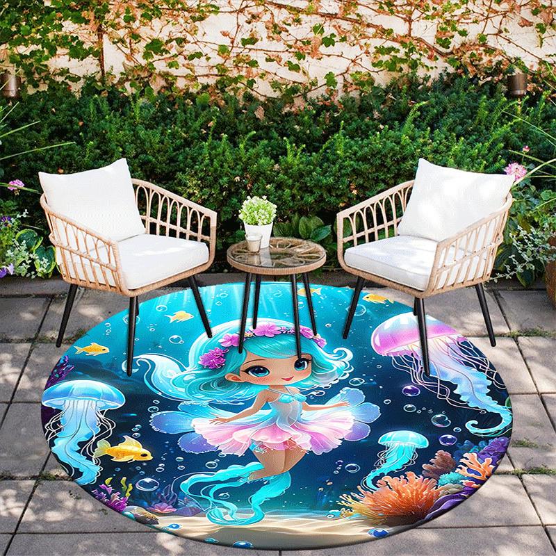 1pc Soft, Absorbent & Non Slip Cute little girl Round Rug Soft Circle Rug for Living Room & Bedroom Decor, Chair Mats, and Unforgettable Hom