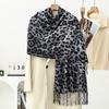 Womens Lightweight Faux Cashmere Scarf With Leopard Print - Korean Style Winter Shawl Soft Draping Wrap