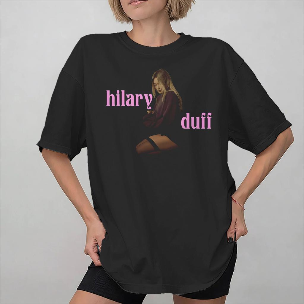 Hilary Duff The Lucky Me Tour Tee Shirt for Unisex Women Graphic Printing T Shirts Cotton Clothes