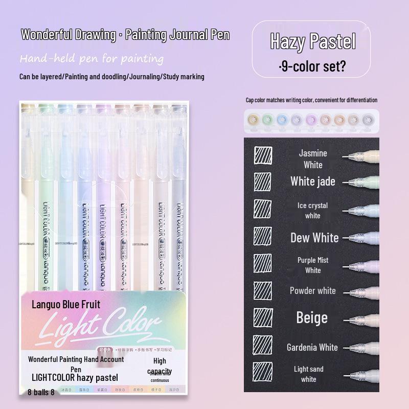 Blue Fruit Large Capacity Journal & Pen Set: Includes Highlighter, Drawing Pen, Gel Pen, Colored Single-Tip Pen.