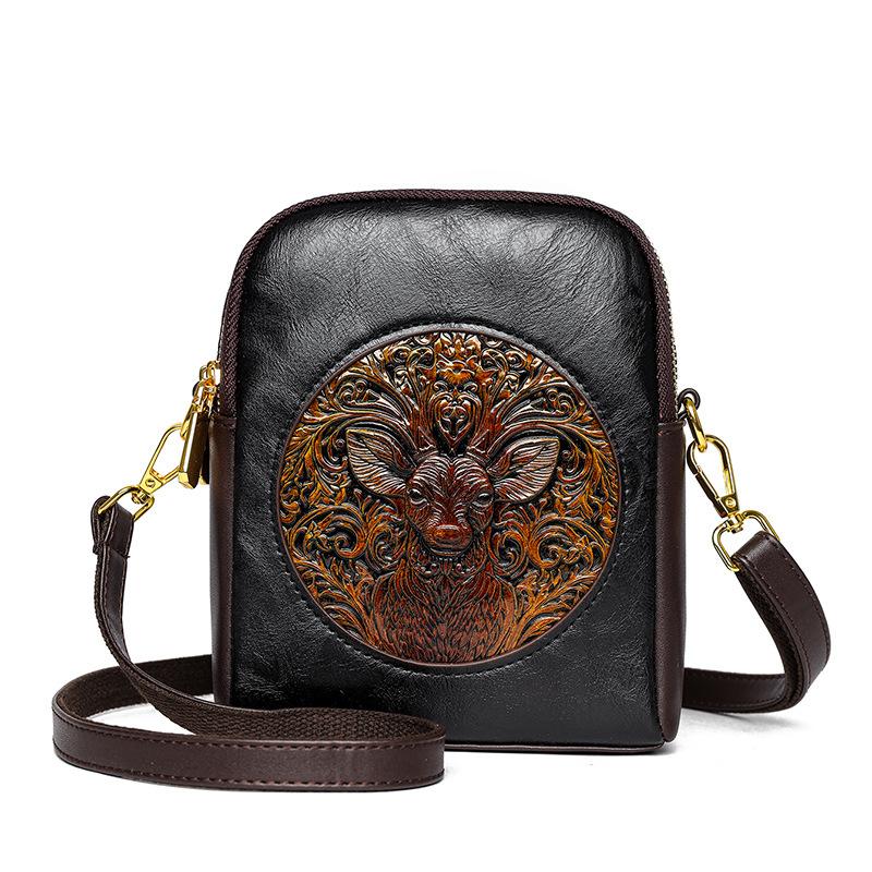 

Повседневная сумка через плечо с тисненым принтом пиона премиум-фактуры - новая сумка через плечо в китайском стиле для повседневного использования и поездок на работу