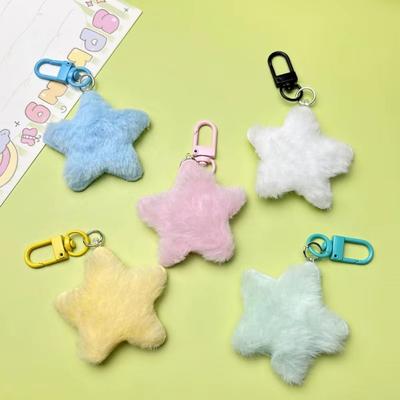 Pentagram Stars Plush Keyring Fluffy Fur Stars Backpack Pendant  Children Toys
