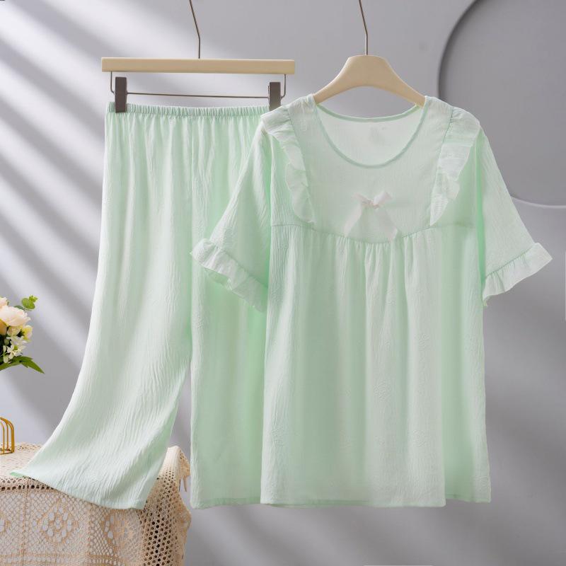 2026 Women's Plus Size Short-Sleeve Cloud Cotton Pajama Set: High-End Printed Homewear for Spring, Summer, Autumn