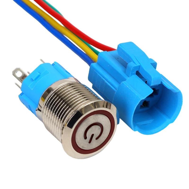 

16mm Push Button Switches 12V LED Waterproof Metal Latching Switch for Marine Push Button Car Audio Push Button Switch
