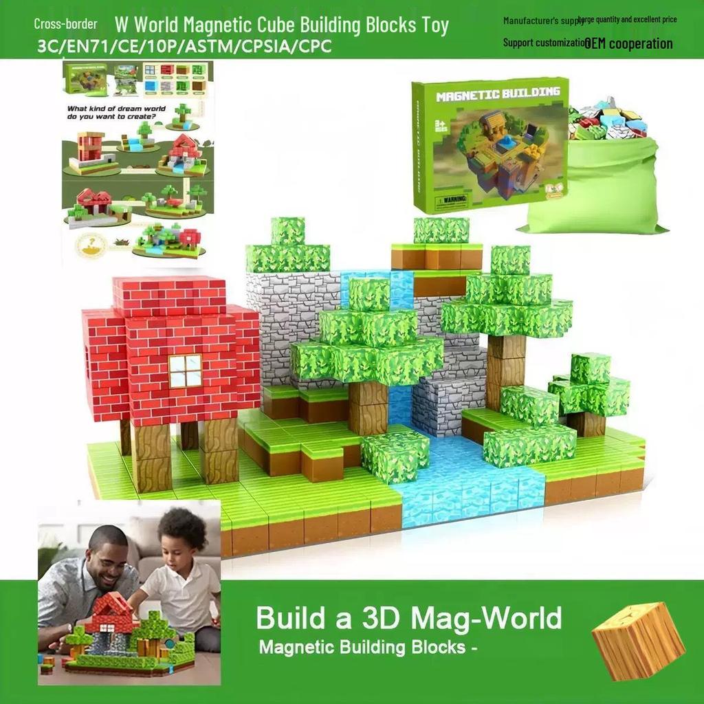Minecraft Magnetic Cube Building Blocks - Children's Primitive Forest Construction Toy
