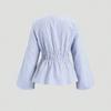 2025 New Autumn Women's Spliced V-neck Temperament Striped Long-sleeved Lace-up Shirt