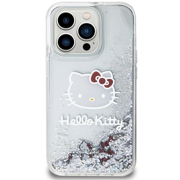 Etui do iPhone 13 Hello Kitty Liquid Glitter Charms Srebrne