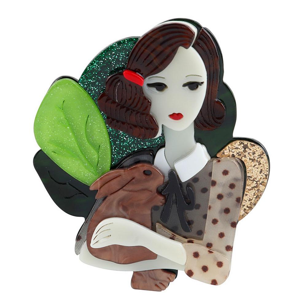 New Design Unique Lady Figure Acrylic Brooch Pins For Women Girls Brooches Pins Lapel Badges Bag Decorations Party Dress Jewelry