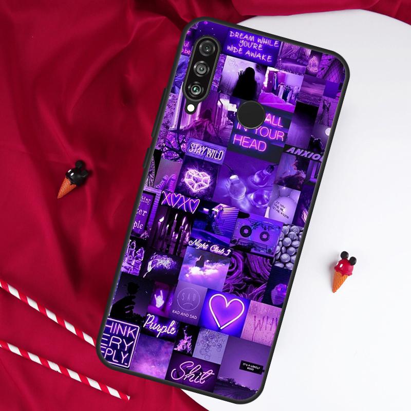 Purple aesthetic For Huawei Nova 12i 11i 8i 12s 9 10 SE Y90 Y60 Y70 Y72 Y61 Y91 P20 P30 P40 Lite P60 Pro Case