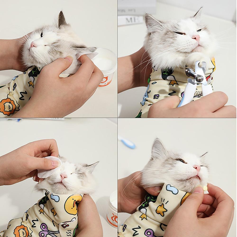 Cat Grooming Wrap Cat Restraint Wrap for Nail Clipping, Ear Cleaning, 55x55cm