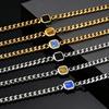 Stainless Steel Adjustable Chain Bracelet for Men, 5mm Width Natural Stone Charm Bracelets, Fashion Jewelry Gift for Him Husband